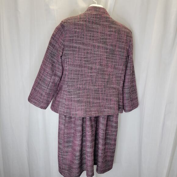 Aqua Tank Fit and Flare Dress and Matching Jacket Black Pink Tweed, L - Picture 5 of 12